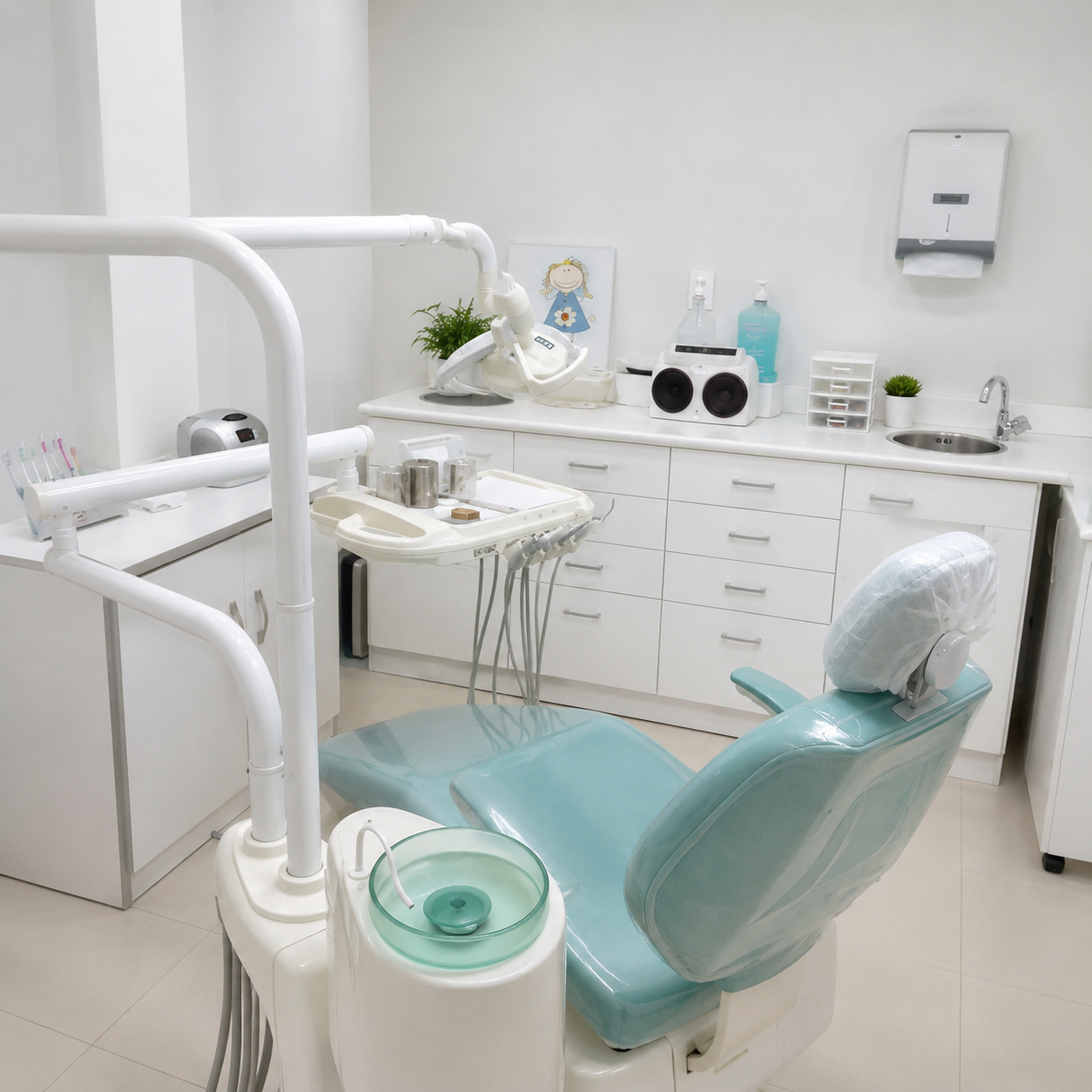 Área de recepção do consultório odontológico da Dra. Helena Castelo Branco na Bela Vista em São Paulo