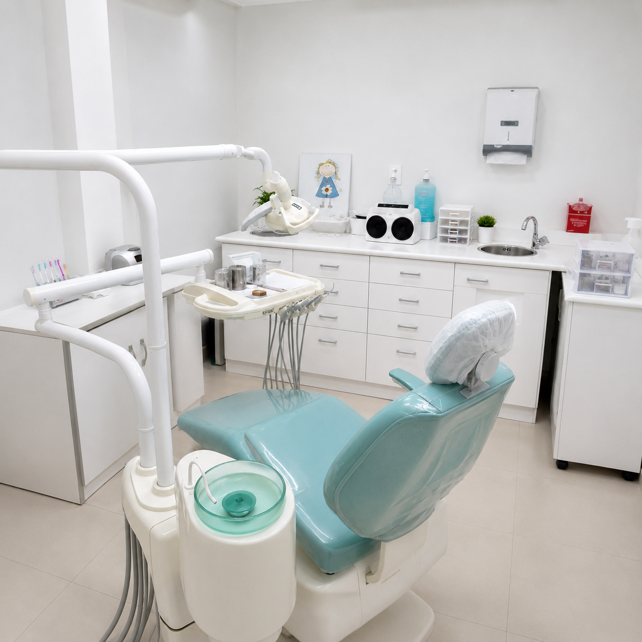 Sala de atendimento do consultório odontológico da Dra. Helena Castelo Branco na Bela Vista em São Paulo